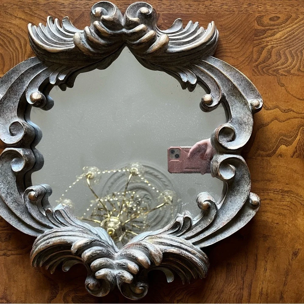 Elegant Gold Ornate Wall Mirror 14.5”x15.5”